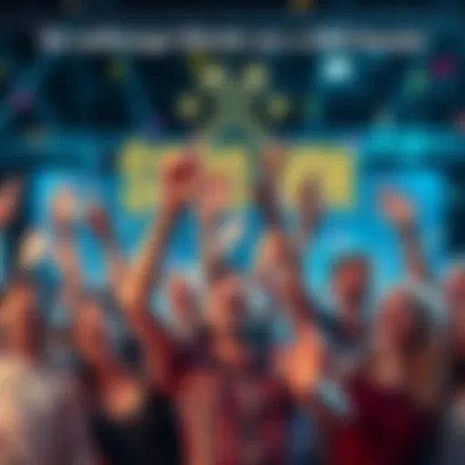 A group of happy people celebrating a $500 win with smiles and cheers