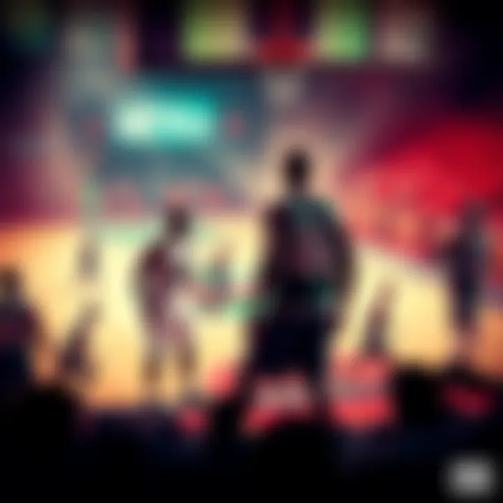 Celtics and Denver players on court with no points scored in the first minute of the game