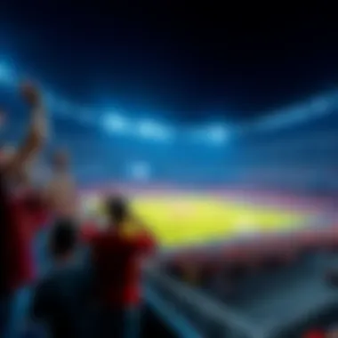 Fans cheering in a stadium during a UEFA Champions League match night
