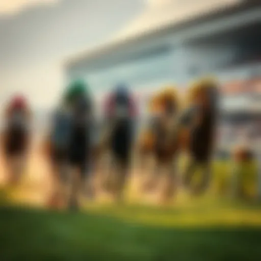 A thrilling horse race with competitors and spectators, capturing the excitement of the fifth race event.