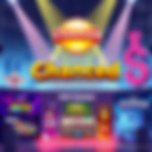 A vibrant illustration promoting Chanced with banners for live games and slots, highlighting a free bonus offer.