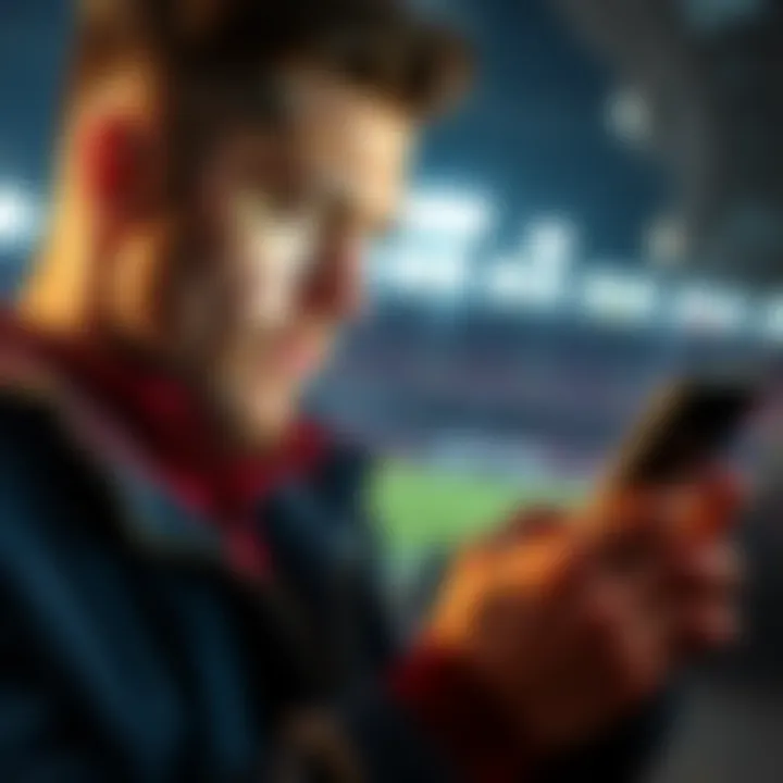 Person looking at a betting app on their phone, comparing traditional bets to parlay bets, showing a thoughtful expression