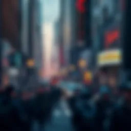 Chaos in the City A busy city street filled with people and unexpected events, showcasing the unpredictability of modern life.