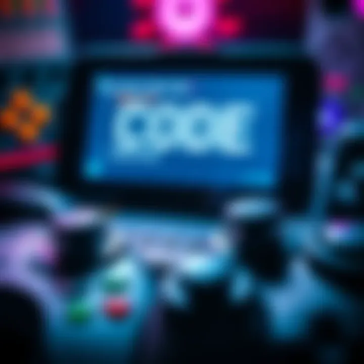 Cheat Code Discovery A close-up view of a gaming console with a cheat code displayed on the screen, surrounded by gaming accessories.