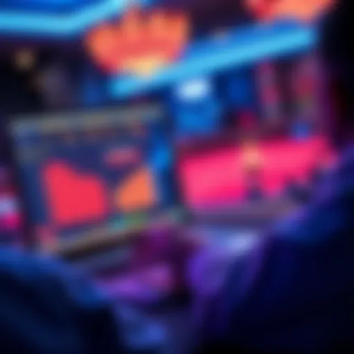A person analyzing casino game statistics on a laptop while playing blackjack online