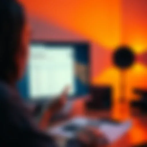 A person looking at a computer screen displaying a crypto bonus eligibility page, with a calculator and documents nearby.