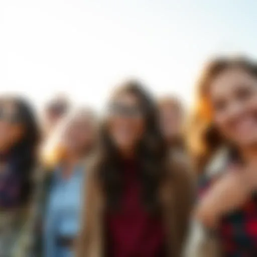 A diverse group of happy people smiling and enjoying a sunny morning, ready to embrace the day ahead.