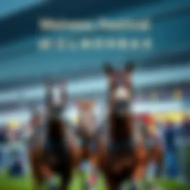 A lively scene with racehorses competing at the Cheltenham Festival, with spectators cheering in the background.