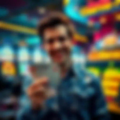 Chet with a big smile holding a winning ticket in a gaming venue