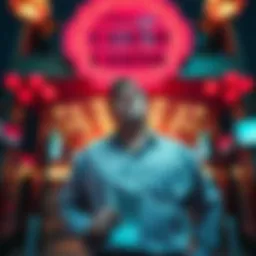A frustrated man standing outside a casino, holding a betting slip in his hand, looking up at the casino entrance with determination.