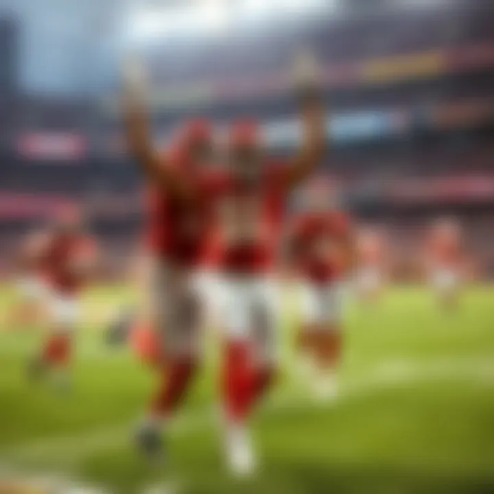 Kansas City Chiefs players celebrating their win on the football field