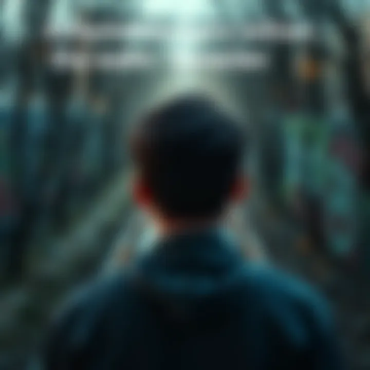 A person looking at two paths, contemplating their decision