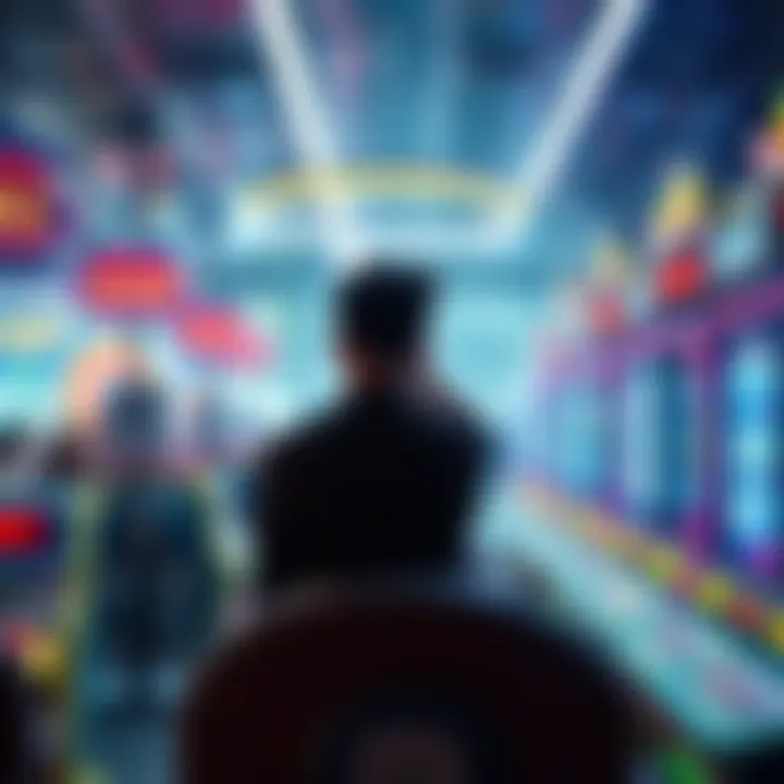 A person deciding between cash and a game ride in a casino setting.