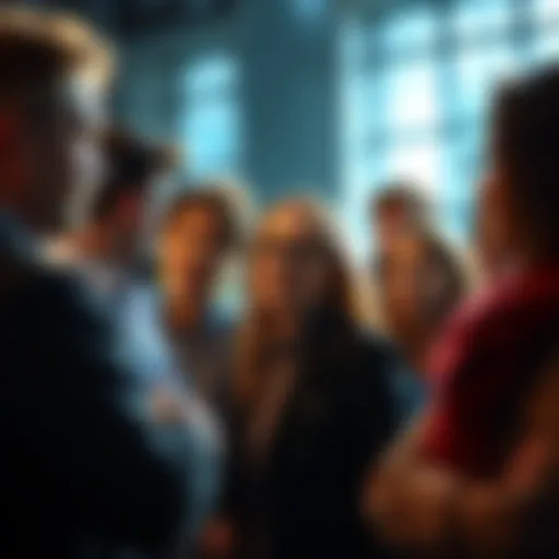 A group of people discussing options for selecting candidates, showcasing diverse opinions and ideas.