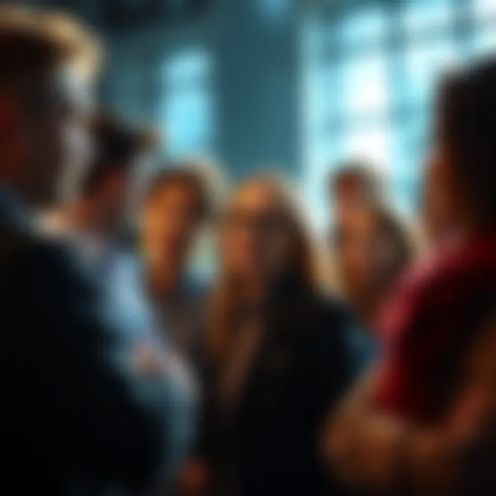 A group of people discussing options for selecting candidates, showcasing diverse opinions and ideas.