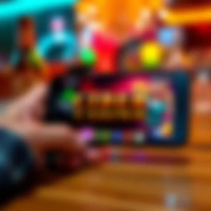 A smartphone displaying the Cider Casino app with vibrant graphics and a gaming interface
