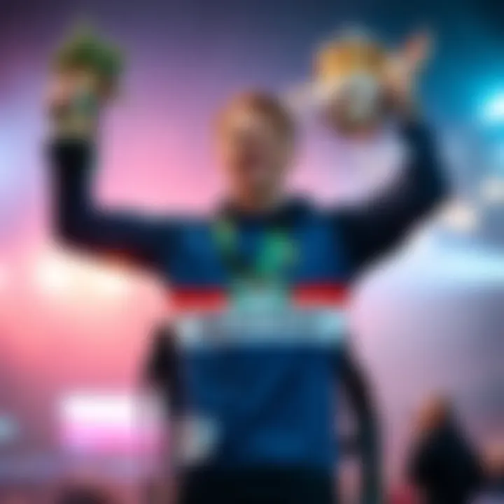 Winner of Circuit Events A confident athlete holding a trophy, celebrating his victory in the Circuit Events.
