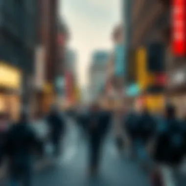 A lively city street filled with people taking various actions, representing change and excitement in their lives.