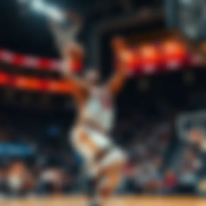 Basketball player CJ takes a shot for two points during a crucial moment in the game, energizing fans and teammates.