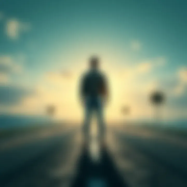 A person standing at a crossroads, contemplating different paths representing choices in life.