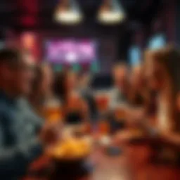 Cleveland Sports Betting A group of friends celebrating a sports bet win with drinks and snacks in Cleveland, Ohio.