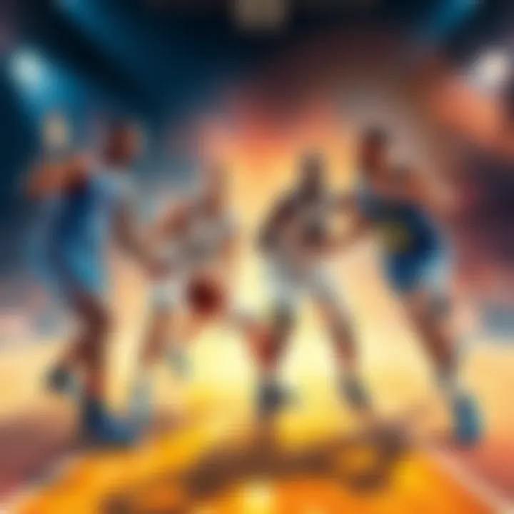 Players from the Los Angeles Clippers and Golden State Warriors competing on the basketball court