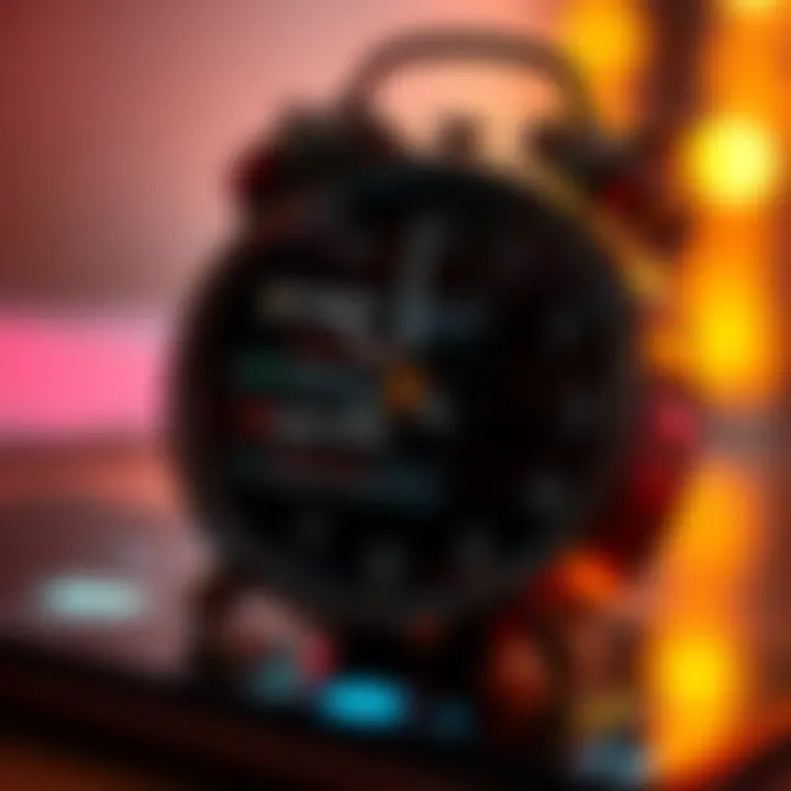 A close-up of a clock showing urgency, with notifications popping up on a smartphone screen