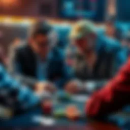 A poker coach giving advice to a player at a table with chips and cards
