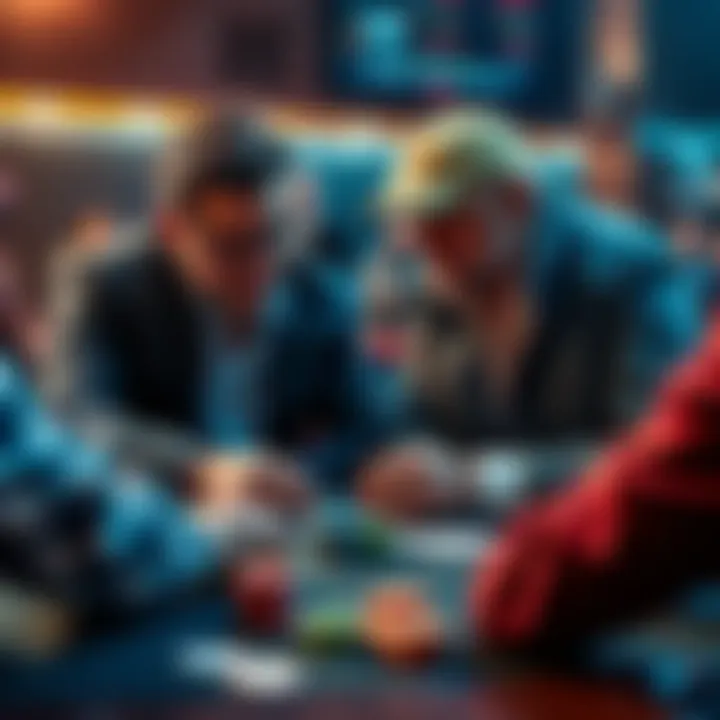 Coaching Session for Micro Players A poker coach giving advice to a player at a table with chips and cards
