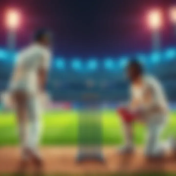 Cricketers preparing for a coin toss before the match between India and Australia