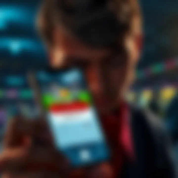 A person looking at a smartphone with a betting app open, showing a cancelled bet notification for a football match.