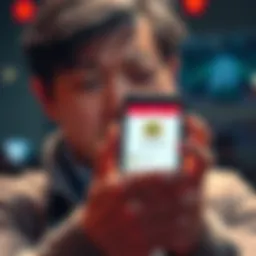 A person looking at a smartphone displaying the Coinpoker app, with a worried expression, symbolizing security concerns related to its signing by China Telecom.