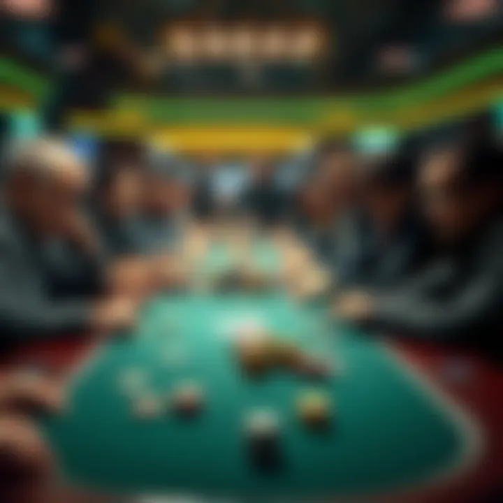 A tense moment at a CoinPoker table with players looking concerned about their hands and stacks of chips.