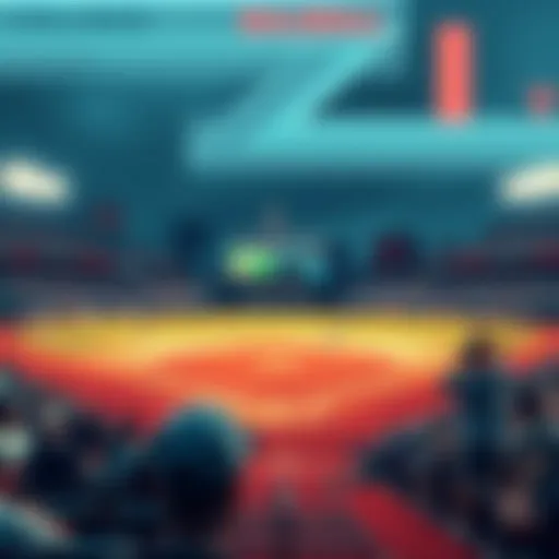 A baseball field with players preparing for a game, showcasing a scoreboard and cheering fans, symbolizing college baseball betting strategies.