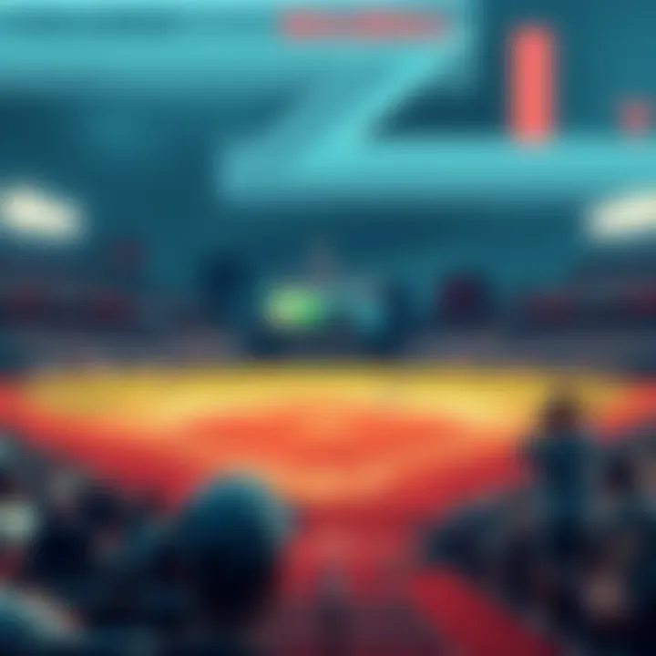 A baseball field with players preparing for a game, showcasing a scoreboard and cheering fans, symbolizing college baseball betting strategies.