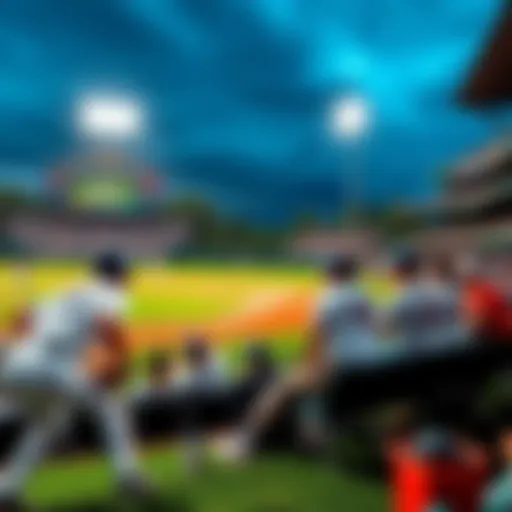 Players in a college baseball game, ready to pitch and catch, with excited fans in the stands on April 3, 2026.