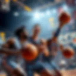 College Basketball March Madness 2026 Basketball players competing in March Madness 2026, showcasing intense action during a game