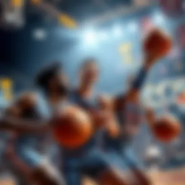 College Basketball March Madness 2026 Basketball players competing in March Madness 2026, showcasing intense action during a game