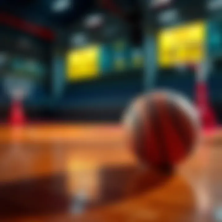 A basketball on a court with promotional graphics showing bonuses and offers for March 11, 2025