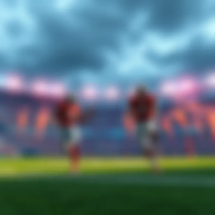 College Football Betting Tips A football field with players in action, showcasing the excitement of college football betting.