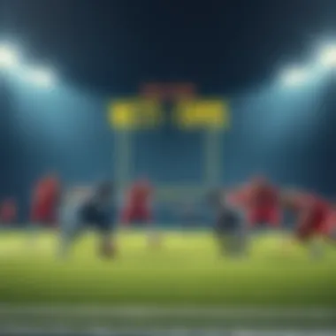 College Football Betting Tips A football field with teams preparing for a college game and betting odds displayed