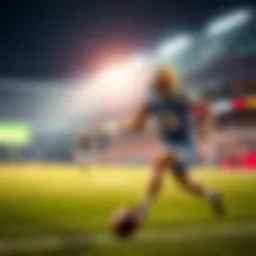 Football player in action during a college game with betting odds displayed