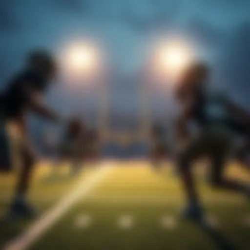 Exciting college football teams competing on the field during a match
