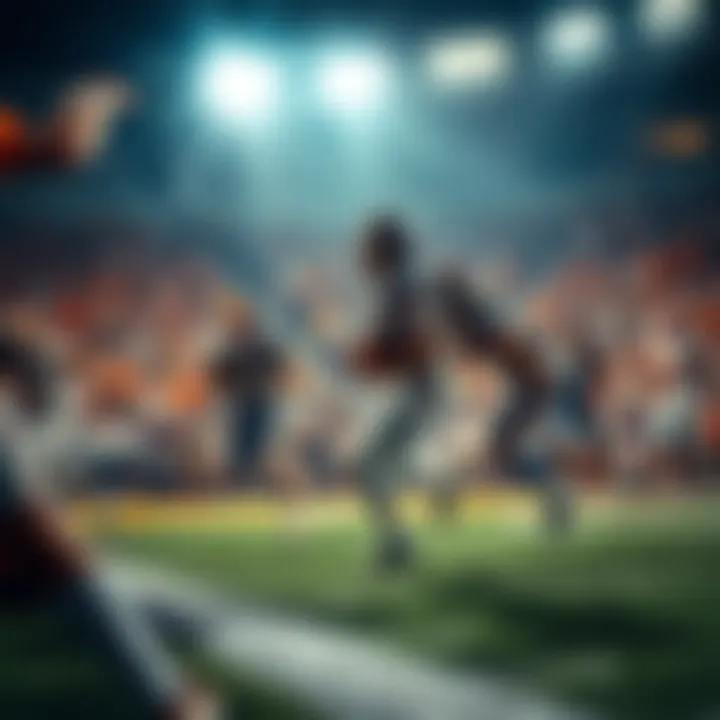 Players competing in a College Football game with fans cheering in the background