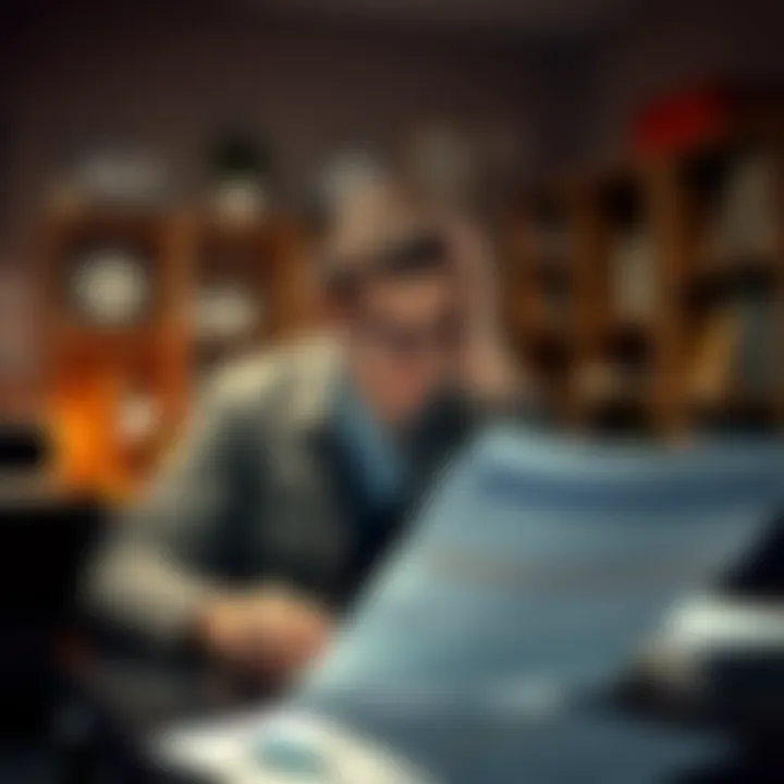 A college student in a study area looking stressed while reviewing betting paperwork and tax documents