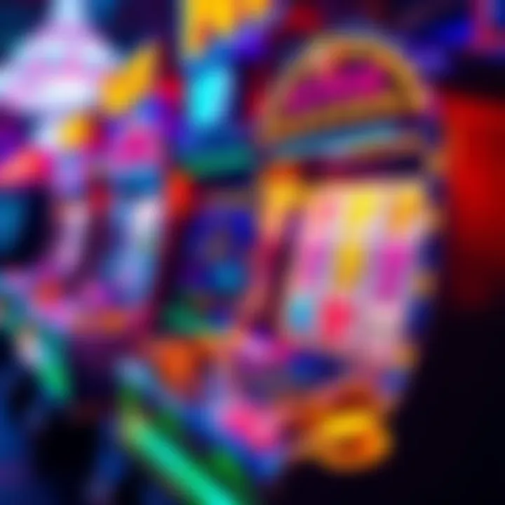 A vibrant Pop Slots machine with bright lights and coins ready for play, showcasing the excitement of collecting loyalty points.