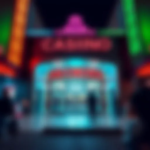 Exterior view of Commerce Casino with people entering