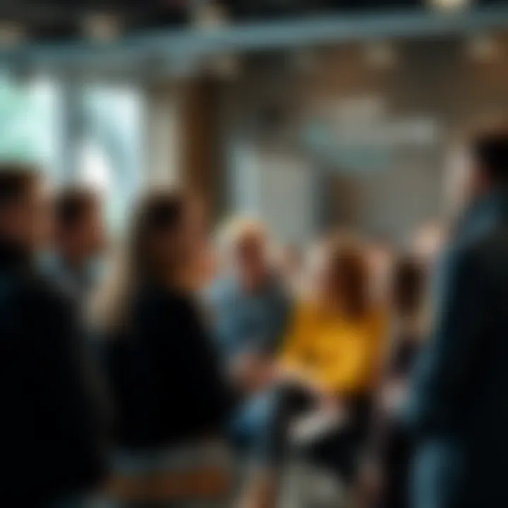 People sharing thoughts in a community discussion A diverse group of people engaging in conversation and sharing ideas in a community setting