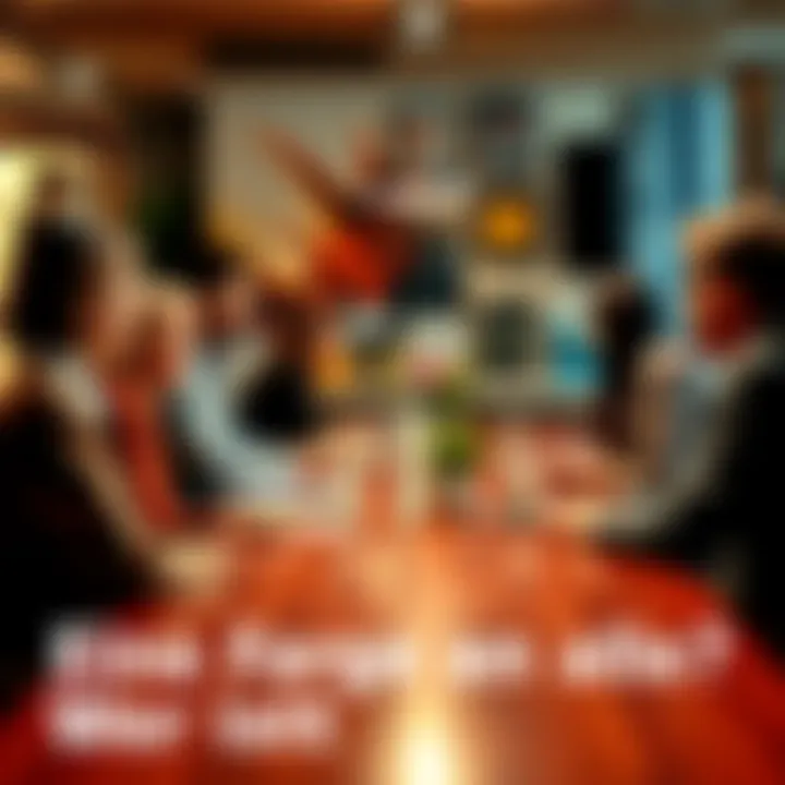 A group of people engaging in a lively discussion around a table, sharing ideas and opinions.