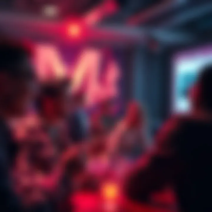 People engaging in a lively chat online, with messages and reactions visible on the screen, highlighting excitement and anticipation.